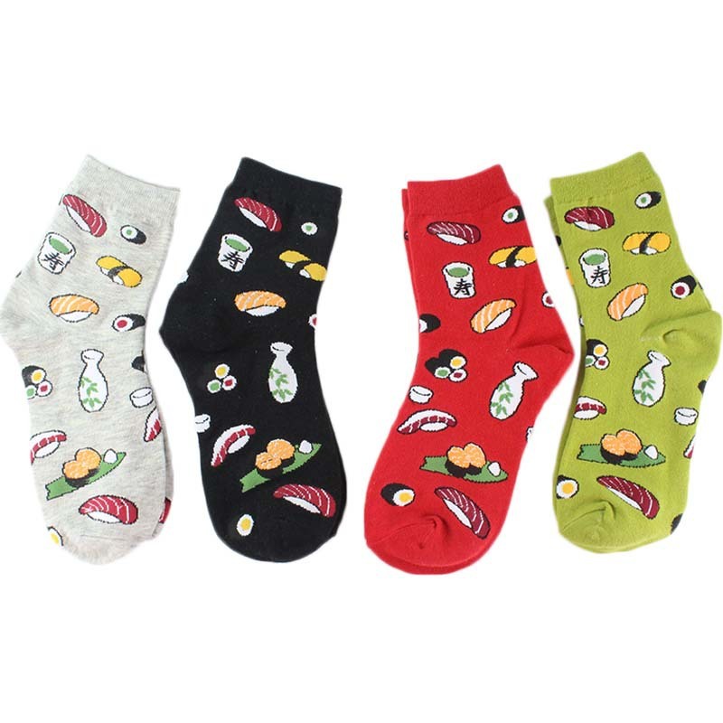 Creative cartoon life food sushi women's medium tube cotton socks