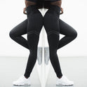 High waist solid color cross-border striped stretch yoga pants fitness bottoming nine points trousers