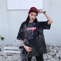 Loose Harajuku style tie-dye bf top summer