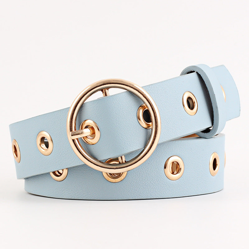 Round buckle wide belt ladies all-match belt