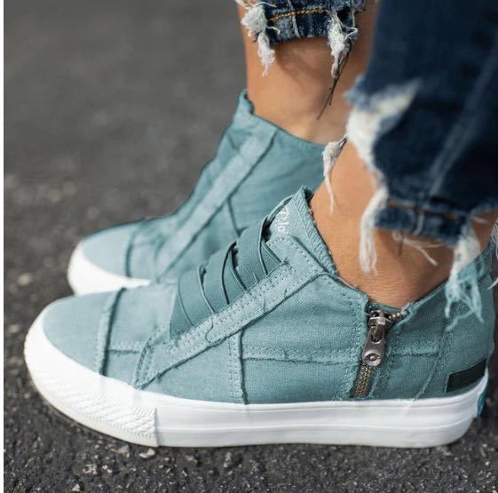 Canvas shoes women's breathable casual side zipper flat shoes