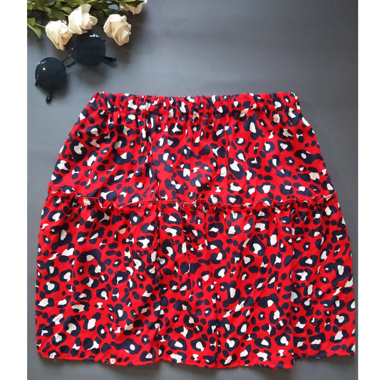 Floral Leopard A-line Skirt