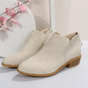 Leather Booties Women's Zipper Suede Ankle Boots Women's Martin Boots