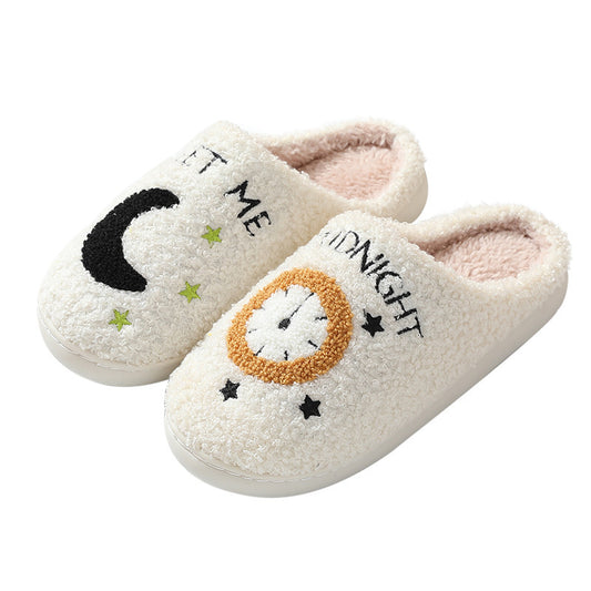 Cotton Slippers Wholesale Home Moon Clock Couple Indoor Warm Slippers Winter