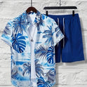 Printed Casual Men's Shirt And Shorts Two-piece Set