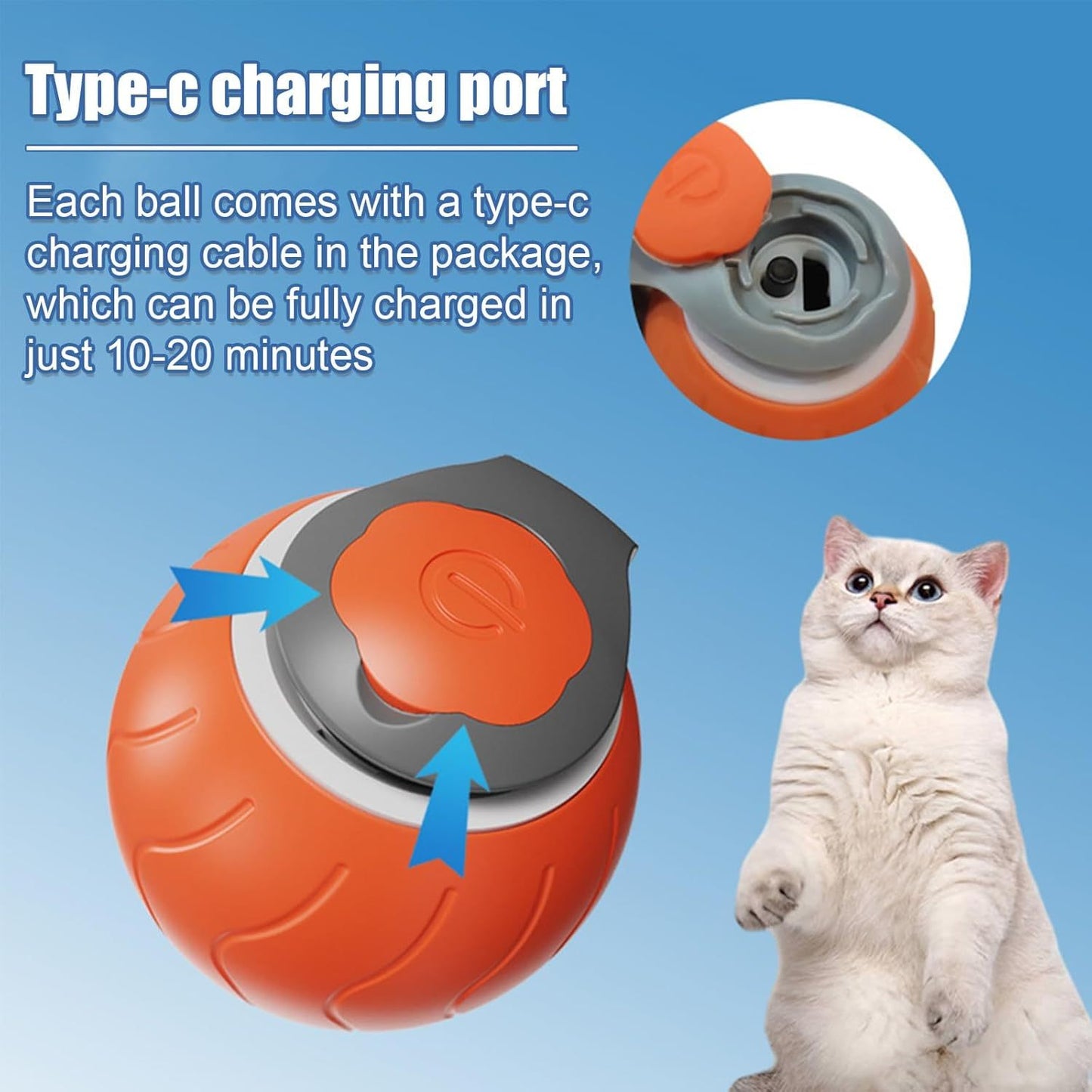 Speedy Tail Cat Toy,Interactive Cat Toy For Indoor Cats,Cat Ball Toy,Interactive Cat Toy Ball,Two Speed Adjustment,USB Rechargeable