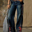 Ladies denim straight-leg pants