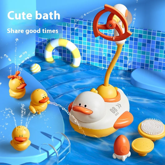 Electric Water Duck Shower Head Baby Bath Bathroom Rotating Toy