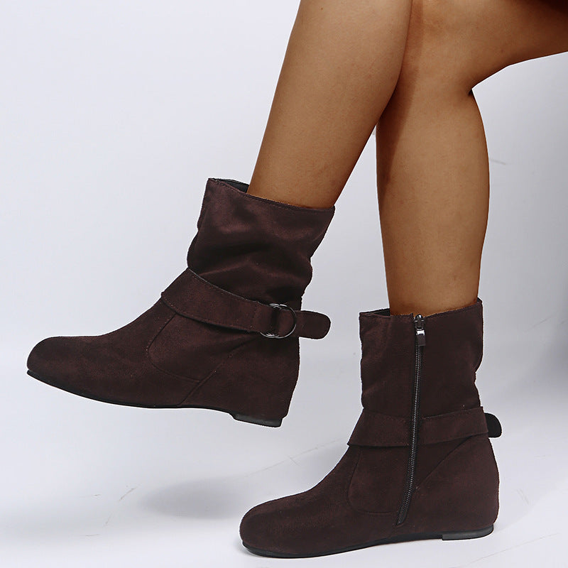 Mid-tube Buckle Women's Boots Autumn And Winter Short