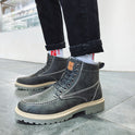 Casual thick-soled lace-up retro work boots men