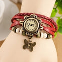 Cowhide winding bracelet watch