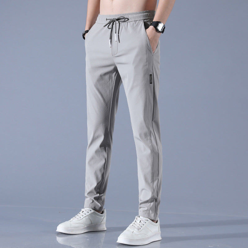 Summer Ice Silk Pants Men's Thin Business Casual Pants Stretch Breathable Straight-leg Tracksuit Pants