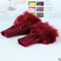 Autumn and winter warm thickening ladies gloves Korean rabbit hair cute half finger gloves wool knit gloves