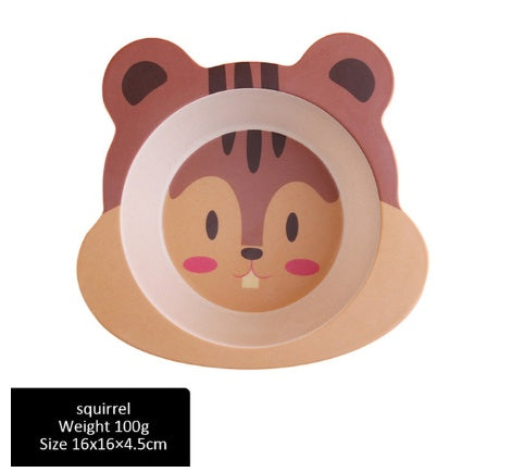 Children bowl Feeding Dishes Baby Plate Animal Creative Dinnerware Bamboo Fiber Children Plate Cartoon Dishesd Kids Tableware