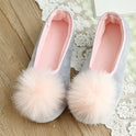 Super Soft Big Hair Ball Super Cute Flat Heel Low Top Bag Heel Pedal Shoes