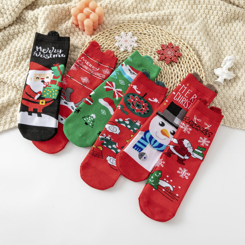 Cotton New Year Cartoon Stereo Ear Cute Elk Christmas Socks