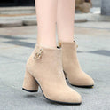 Chunky heel side zipper Martin boots