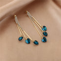 925 Silver Long Diamond-studded Tassel Earrings