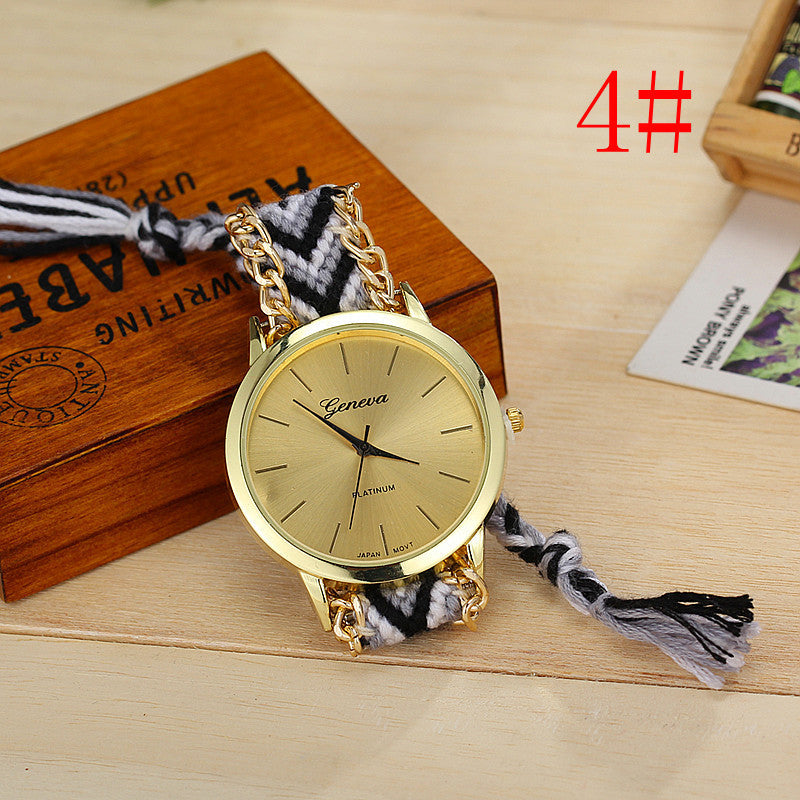 Hand-woven color drawstring watch