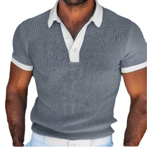 Short Sleeve Men's Polo Shirt Fashion White Leader T-shirt