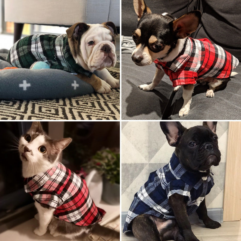 Pet Plaid Shirt Spring And Summer Dog Clothes