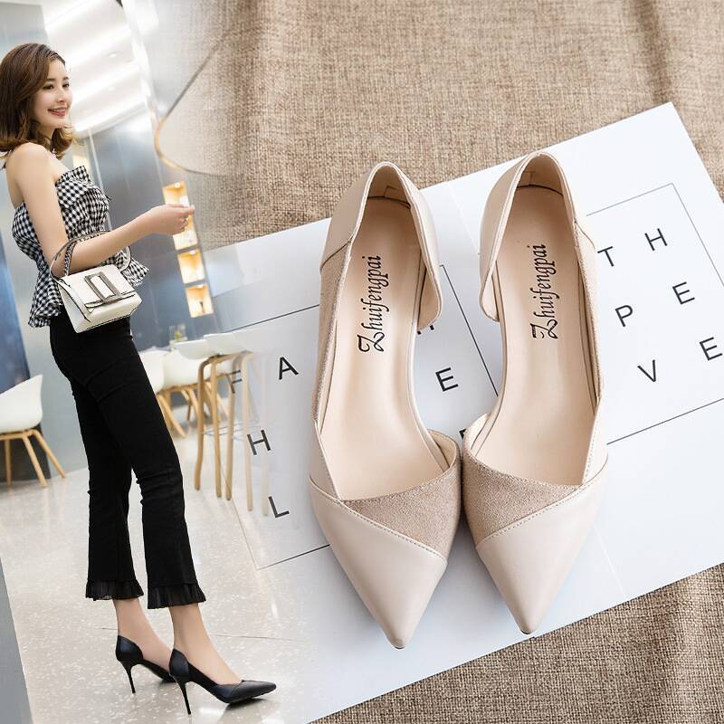 Side stitching low heels