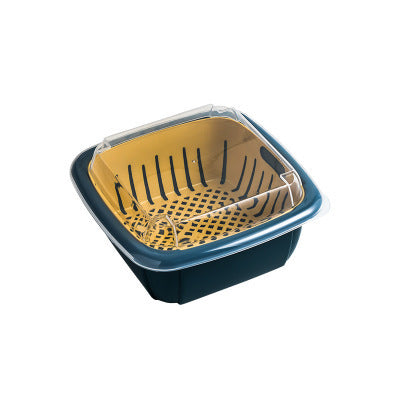 Double-layer contrast color drain basket with lid