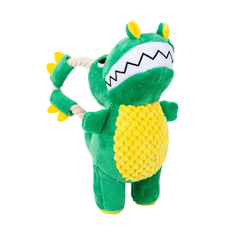 Dog Plush Sounding Chew Toy Durable Plush Toy Chew Dog Toys With Squeaker Soft Interactive Dinosaur Shape Pet Plush Toys For