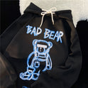 American Hiphop Bear Hoodie Women's Autumn And Winter Korean Style Loose High Street Oversize Retro Bf Preppy Style Top