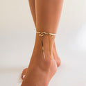 Foot Ornaments Knotted Ribbon Snake Bone Chain Bow