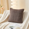 Sofa Bed Side Cushion Comfortable Velvet Vertical And Horizontal Lines Pillow Cover