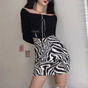 Women's Zebra Pattern High Waist Slimming Hip Skirt