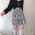 Women's Zebra Pattern High Waist Slimming Hip Skirt