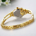 Gold Women's Bracelet Watch Honey Heart Rhinestone Casual Stainless Steel