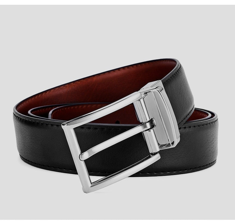 Men's Rotating Pin Buckle Genuine Leather Belt