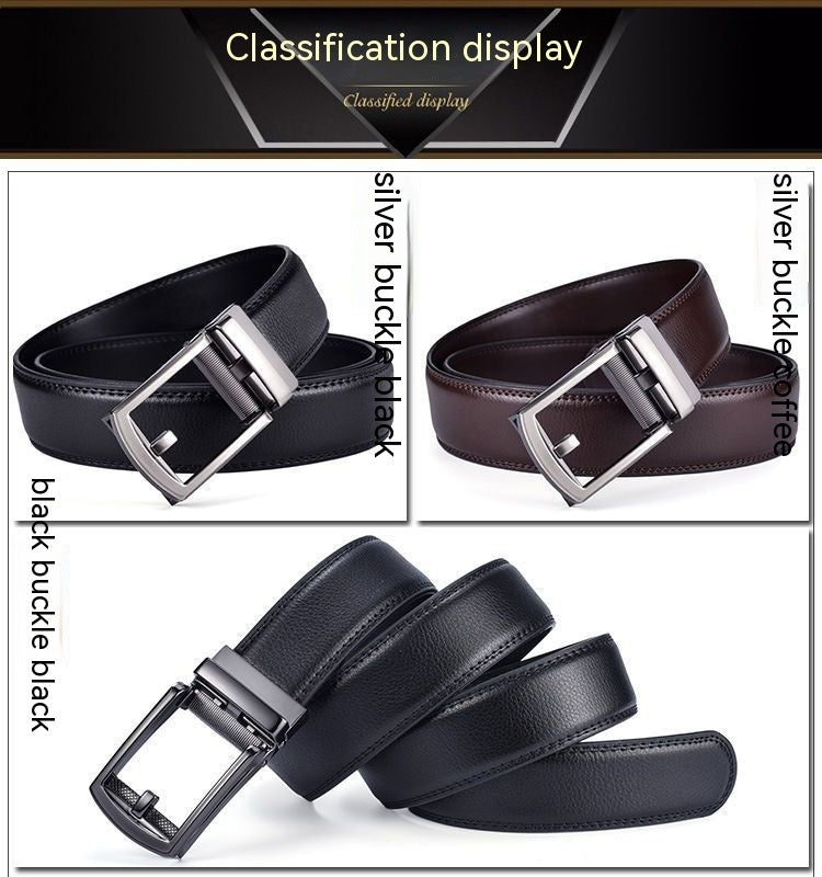 Men's Two-layer Cowhide Business Automatic Buckle Belt