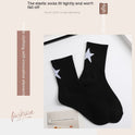 Black And White Five-pointed Star Tube Socks Breathable Sports Socks