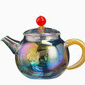 Glow Gold And Silver Fired Glass Teapot With Filter Thickening Heat Resistant Teapot