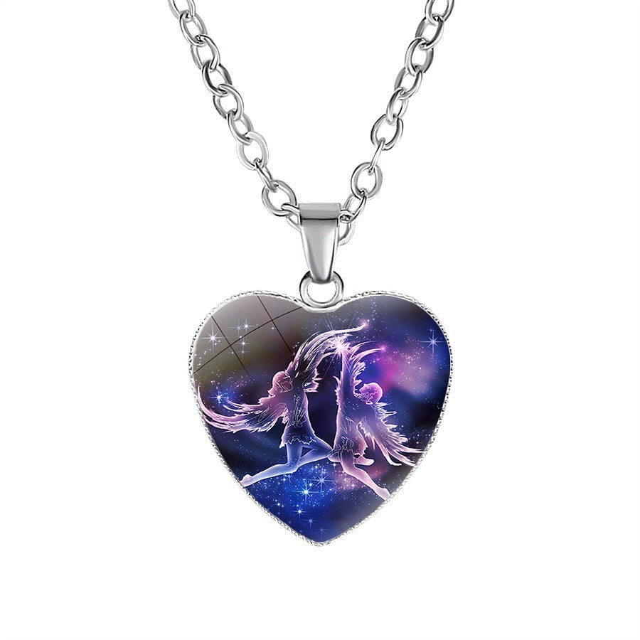 Women's Zodiac Heart Pendant Necklace