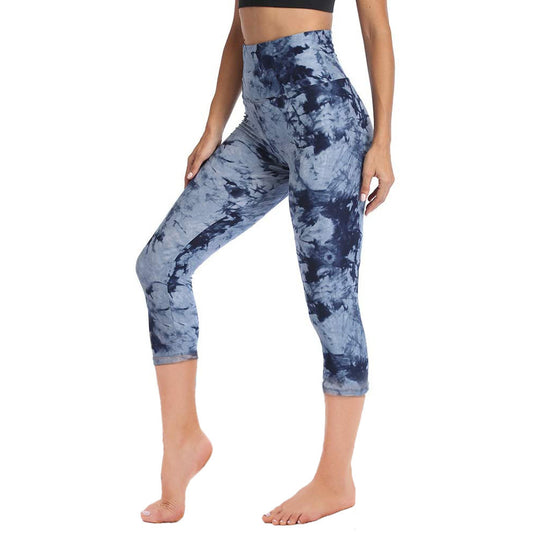 Slimming Cropped Pants High Waist Print Leggings