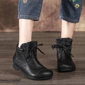 Stitching casual shoes convenient lace ankle boots