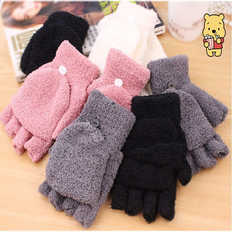 women's winter multi-functional half finger gloves