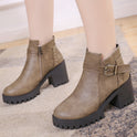 Belt Buckle Non-slip Short Tube Women's Boots Waterproof Platform