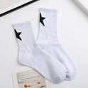 Black And White Five-pointed Star Tube Socks Breathable Sports Socks