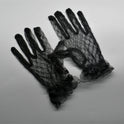 Fingered short lace wedding gloves