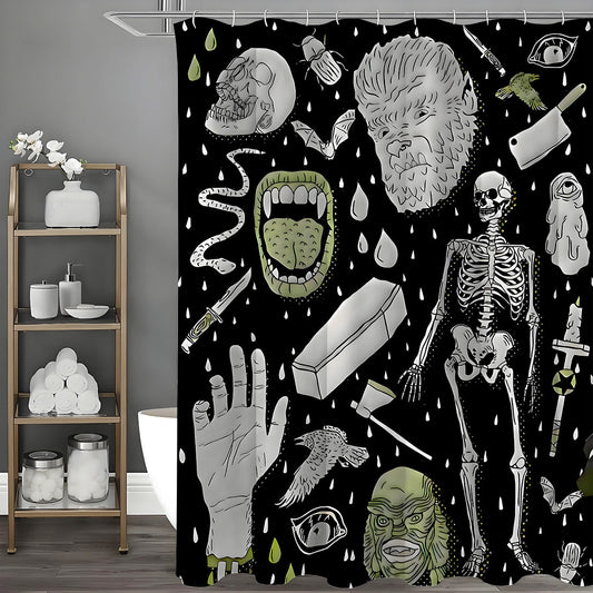 Printed Polyester Shower Curtain Waterproof Impermeable Hanging Partition Bathroom Curtain