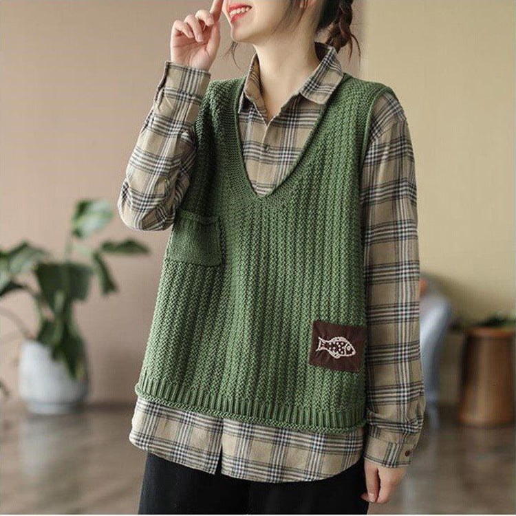 Vest Women Knitted Vest Women V-Neck Loose