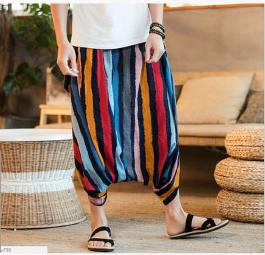 Striped Nepalese cropped trousers