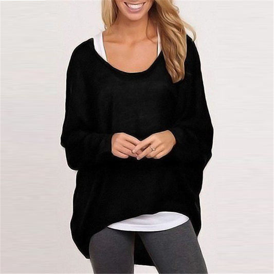 Sweater loose women's solid color T-shirt multi-color knitting