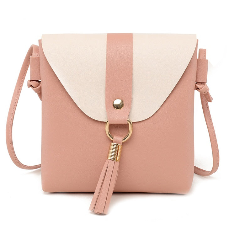 New Korean version of the contrast color female shoulder diagonal package PU soft face ladies bag